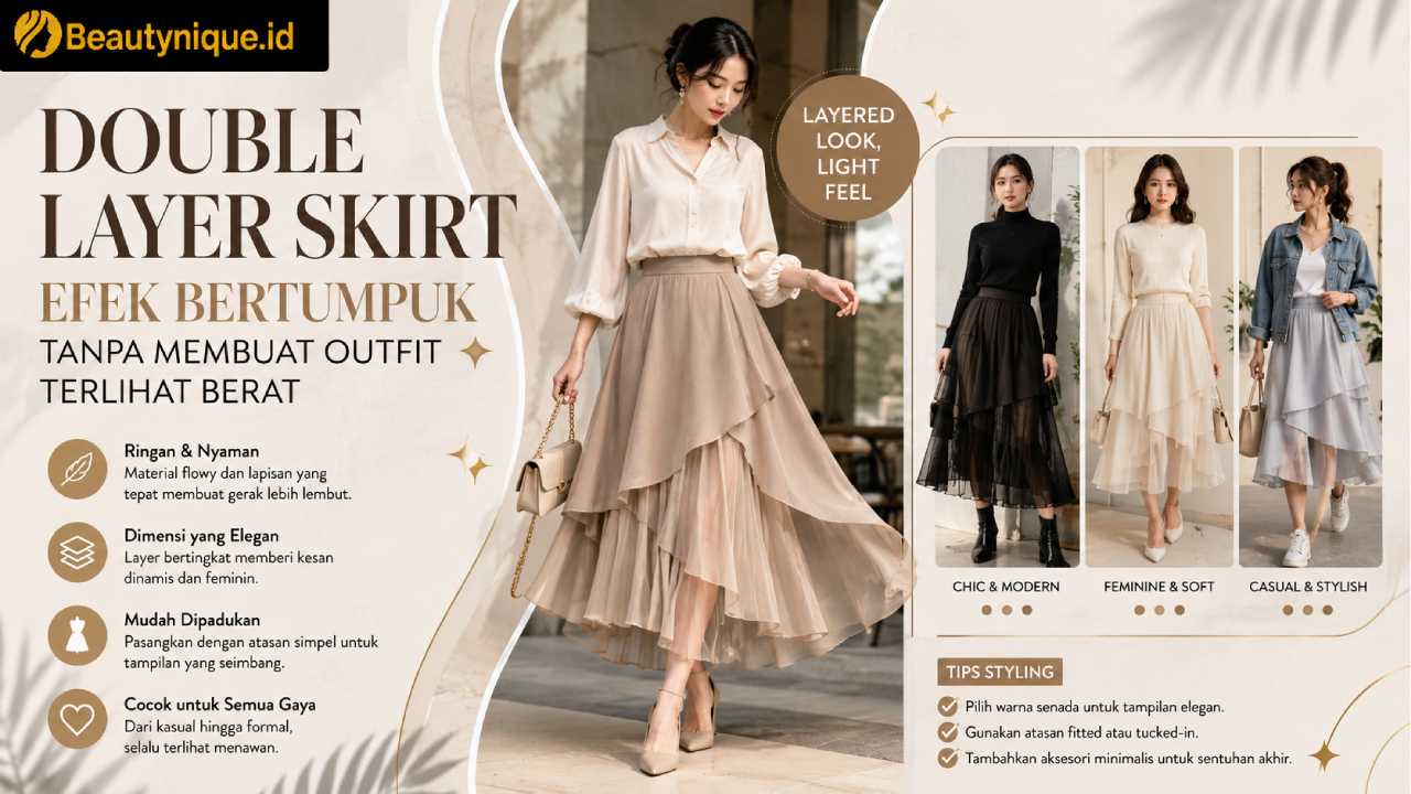 Double Layer Skirt Membawa Efek Bertumpuk tanpa Membuat Outfit Terlihat Berat