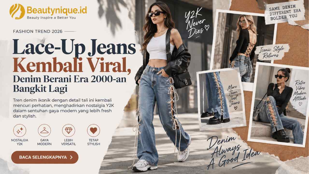 Lace-Up Jeans Kembali Viral, Denim Berani Era 2000-an Bangkit Lagi