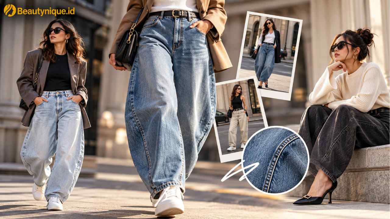 Barrel Jeans Naik Daun, Siluet Unik Jadi Favorit Fashion