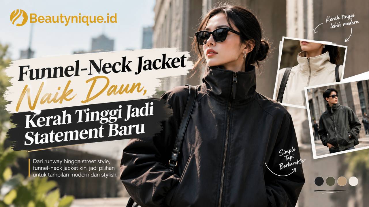 Funnel-Neck Jacket Naik Daun, Kerah Tinggi Jadi Statement Baru